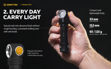 Armytek Wizard C2 WR WARM (teplejší odstín) s USB nabíjením